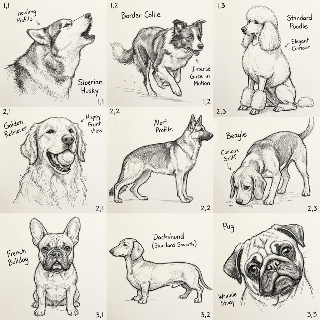 Dog Breed-Specific Sketch Ideas