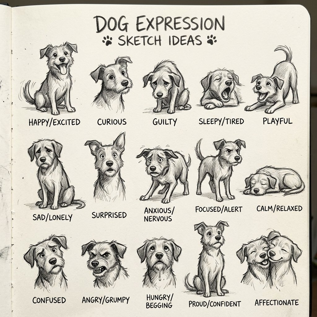 Dog Expression Sketch Ideas