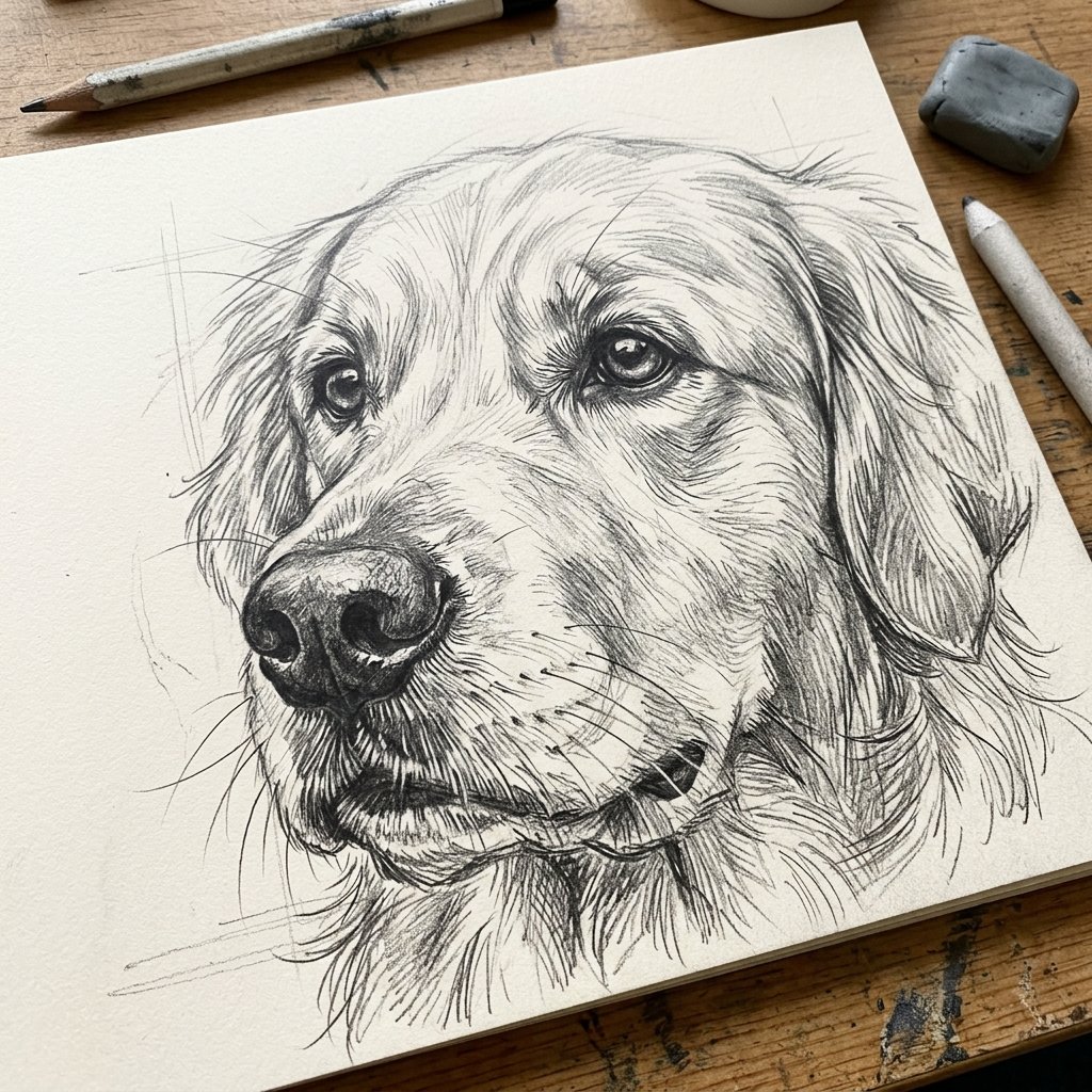 Dog Face Close-Up Sketch Ideas