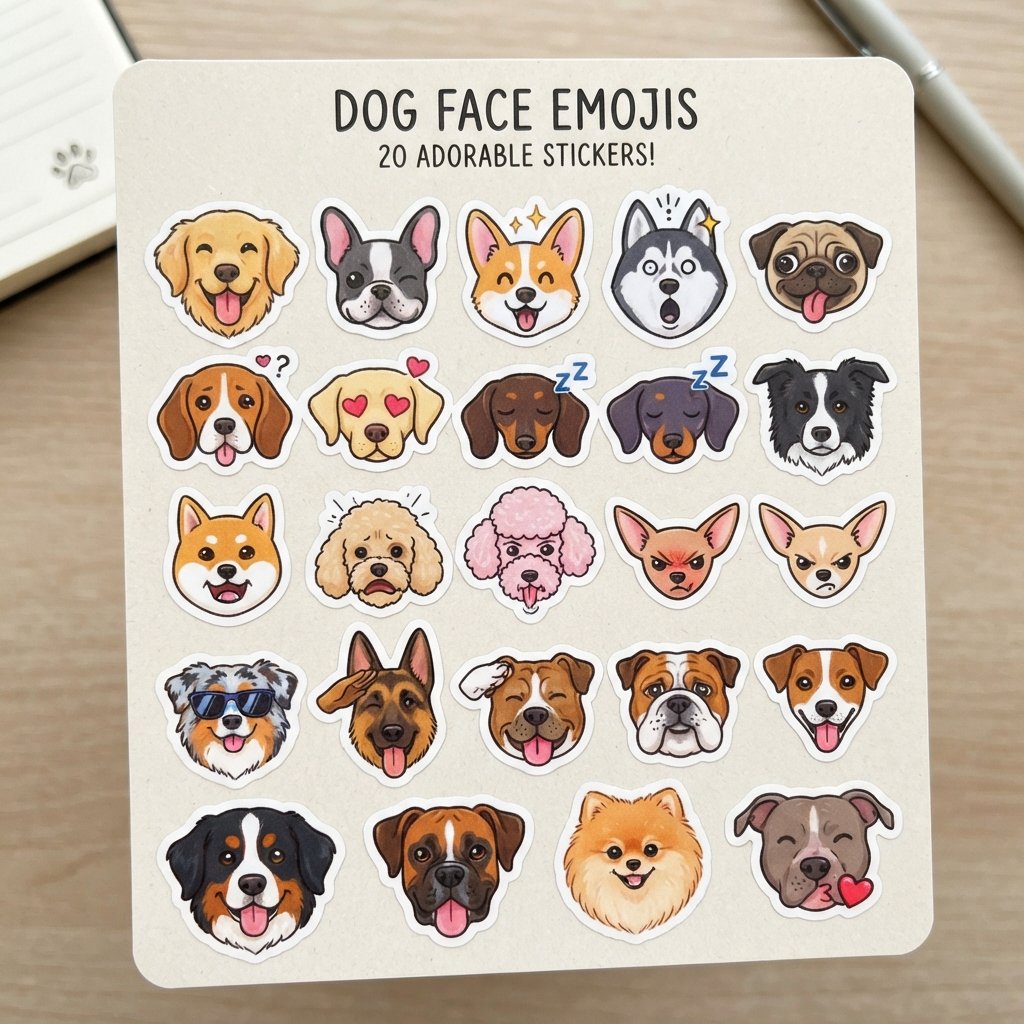 Dog Face Emoji Stickers Ideas