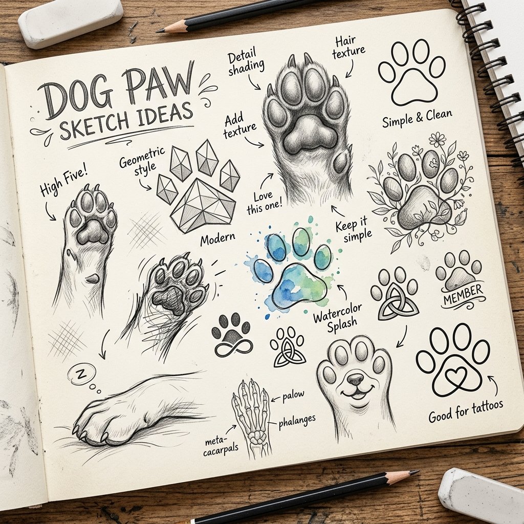 Dog Paw Sketch Ideas
